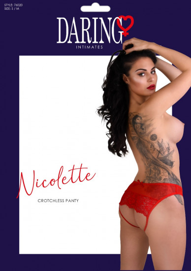 Daring Intimates Nicolette Crotchless Slip Rood L/XL