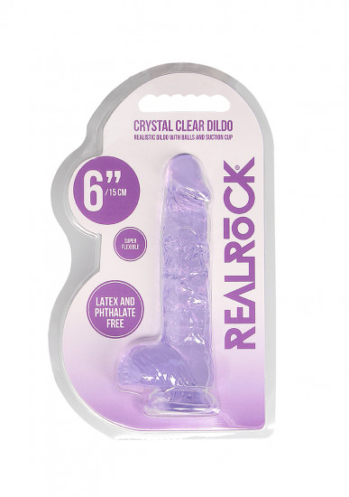 RealRock Crystal Clear Dildo 6 Inch Paars