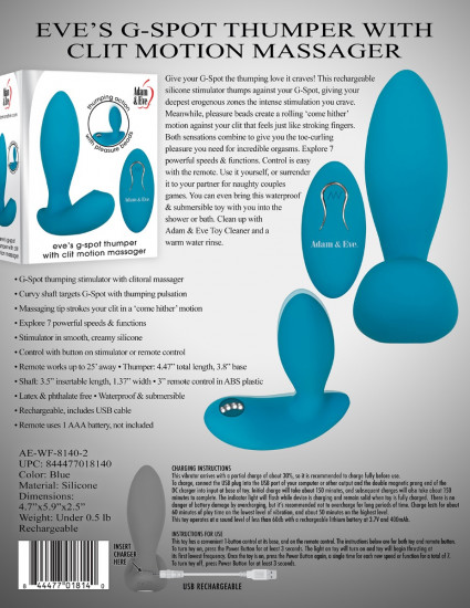 Adam & Eve Eve's G-Spot Thumper With Clit Motion Massager Blauw