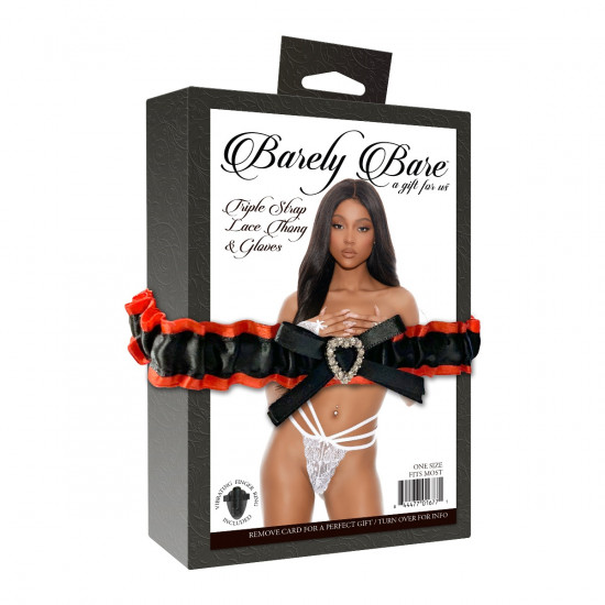 Barely Bare Triple Strap Lace Thong & Gloves Wit